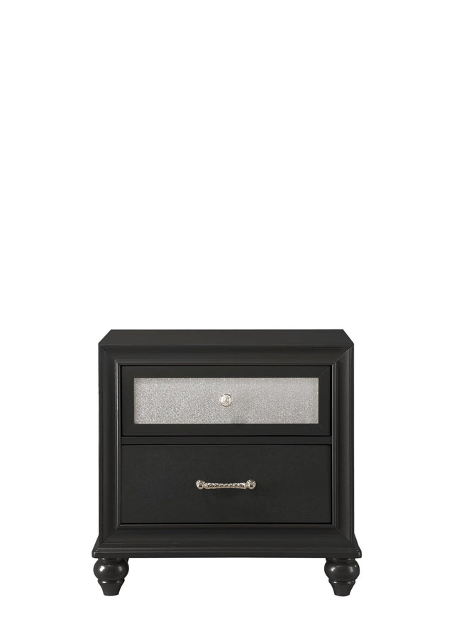 Lila Black Nightstand front view showing two drawers