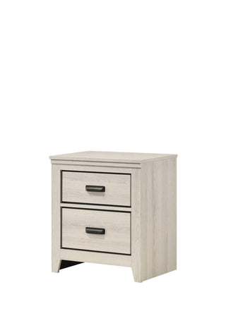 Carter White modern contemporary nightstand with 2 drawers front view