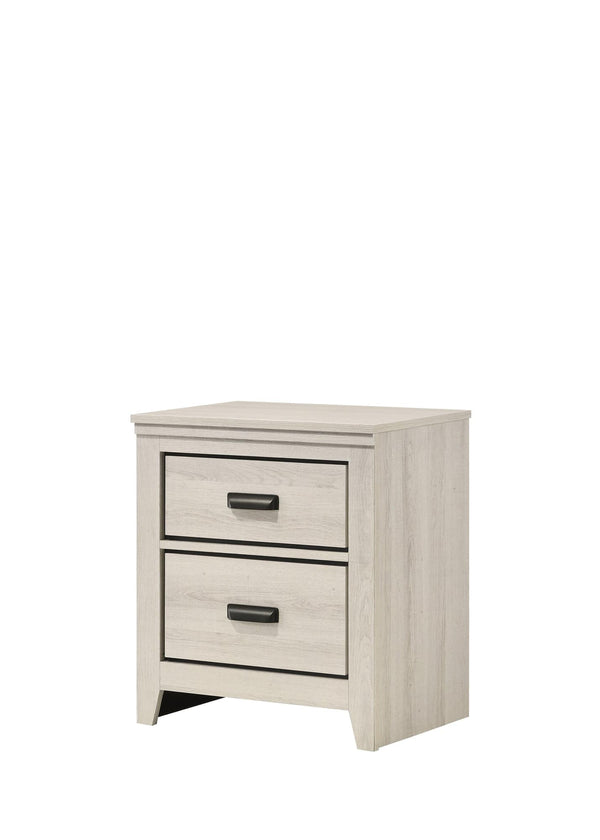 Carter White modern contemporary nightstand with 2 drawers front view