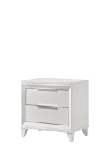 Cressida White Solid Wood Nightstand front view showing 2 drawers