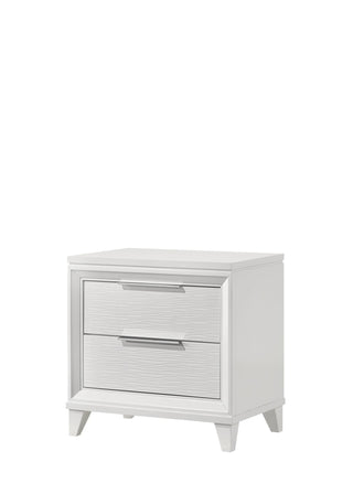 Cressida White Solid Wood Nightstand front view showing 2 drawers