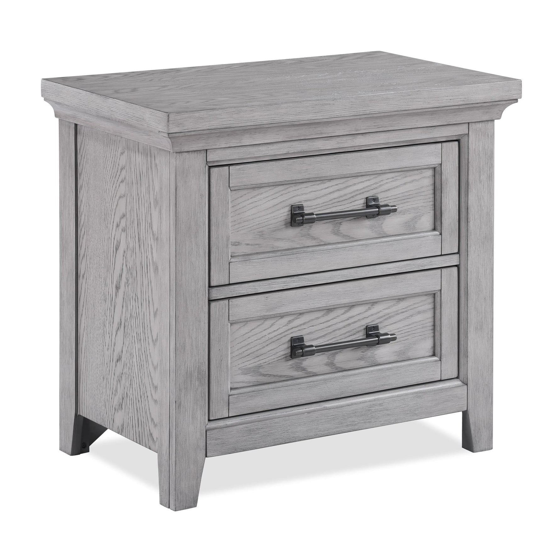 Beckett Gray 2-Drawer Nightstand front view with drawers closed