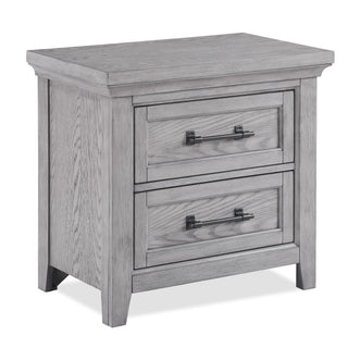 Beckett Gray 2-Drawer Nightstand front view with drawers closed