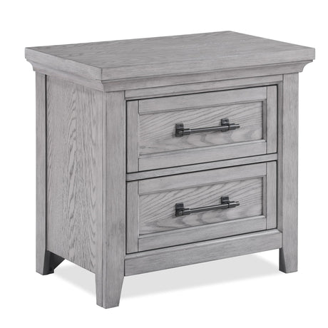 Beckett Gray 2-Drawer Nightstand front view with drawers closed