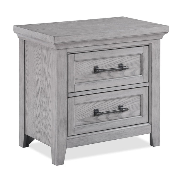 Beckett Gray 2-Drawer Nightstand front view with drawers closed