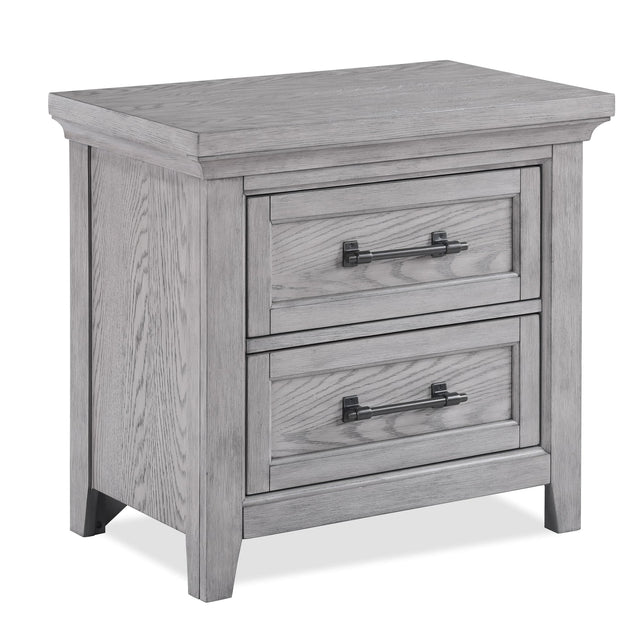 Beckett Gray 2-Drawer Nightstand front view with drawers closed