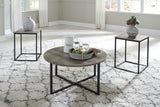 Wadeworth modern two-tone cocktail table with black wood and metal frame, front angle