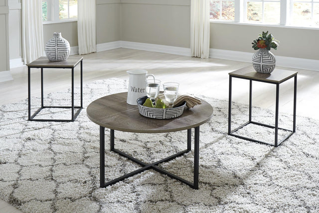 Wadeworth modern two-tone cocktail table with black wood and metal frame, front angle