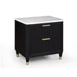 Kara Gray and White Two Drawer Solid Wood Nightstand front view