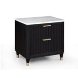 Kara Gray and White Two Drawer Solid Wood Nightstand front view
