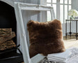 Bellethrone Brown Faux Fur Pillow front angle