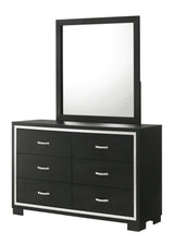 Gennro Black Modern Contemporary Solid Wood 6-Drawer Dresser front view