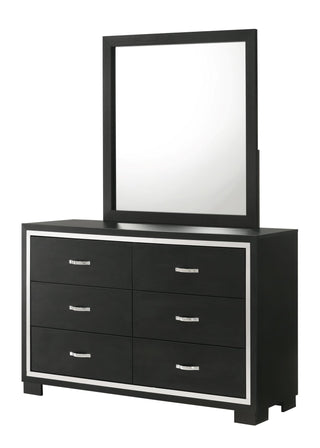 Gennro Black Modern Contemporary Solid Wood 6-Drawer Dresser front view