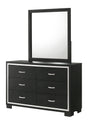 Gennro Black Modern Contemporary Solid Wood 6-Drawer Dresser front view