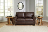 Colleton dark brown leather match loveseat front view