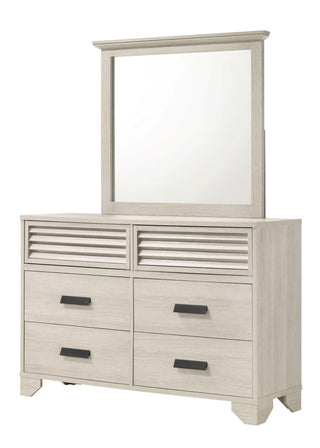 Sarter White 6-drawer dresser front angle