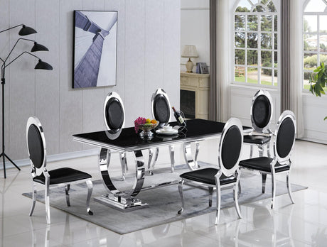 Betsy Black Chrome Dining Table and chairs set main view