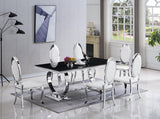 Main view of Betsy Chrome and White Dining Room Set showing table and 6 chairs