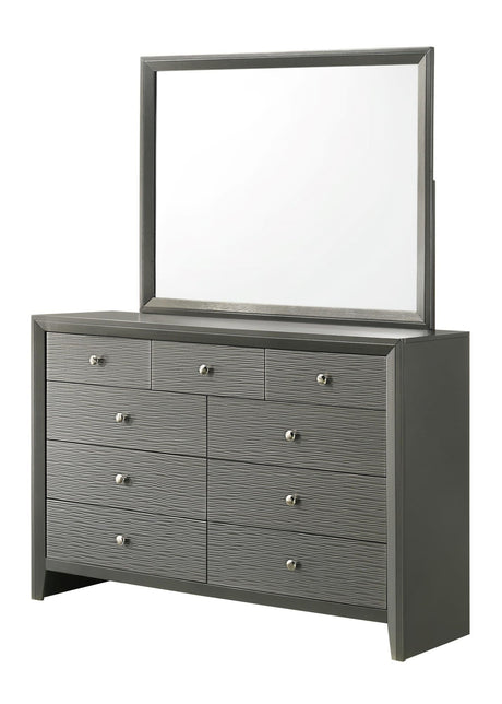 Denker Gunmetal 9-Drawer Solid Wood Dresser front view