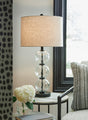 Airbal table lamp set of 2 showing clear glass spheres and black metal base