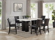 Front view of Finley black faux leather chairs with marble counter height dining table