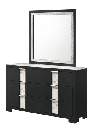 Rangley black modern 6-drawers dresser front view