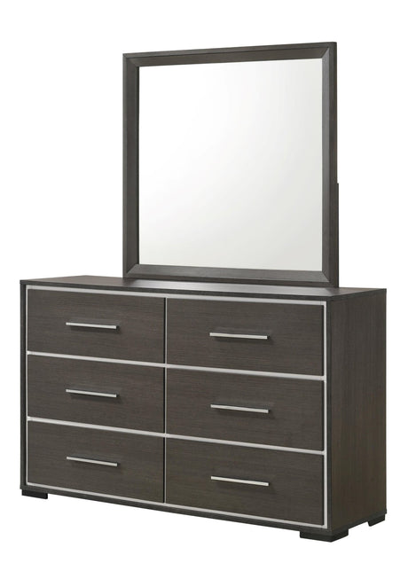 Sharpe gray and white modern solid wood 6-drawer dresser front view