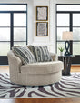 Calnita Sisal Velvet Oversized Swivel Accent Chair angled side view