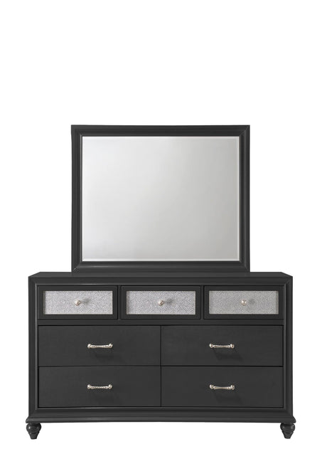 Lila Black 7-Drawer Solid Wood Dresser angled front view