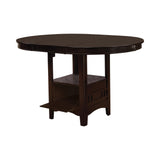 Lavon Oval Espresso Counter Height Table front view with storage base