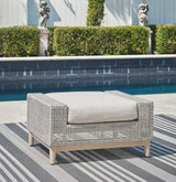 Seton Creek Gray Outdoor Ottoman with Cushion front angle