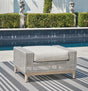 Seton Creek Gray Outdoor Ottoman with Cushion front angle