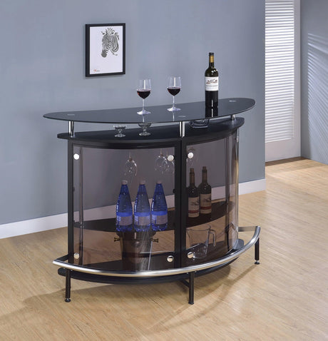 Amarillo 2-tier bar unit black and chrome front view