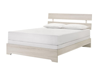 Atticus White platform twin bed with tall headboard front view