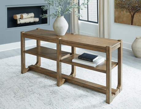 Cabalynn Light Brown Sofa Table front angle view