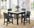 Dior Black Dining Room Set dining table with faux marble top and four black PU chairs main view