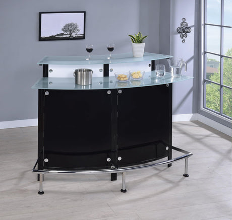 Keystone Contemporary Black Glass Top Bar Unit front angle