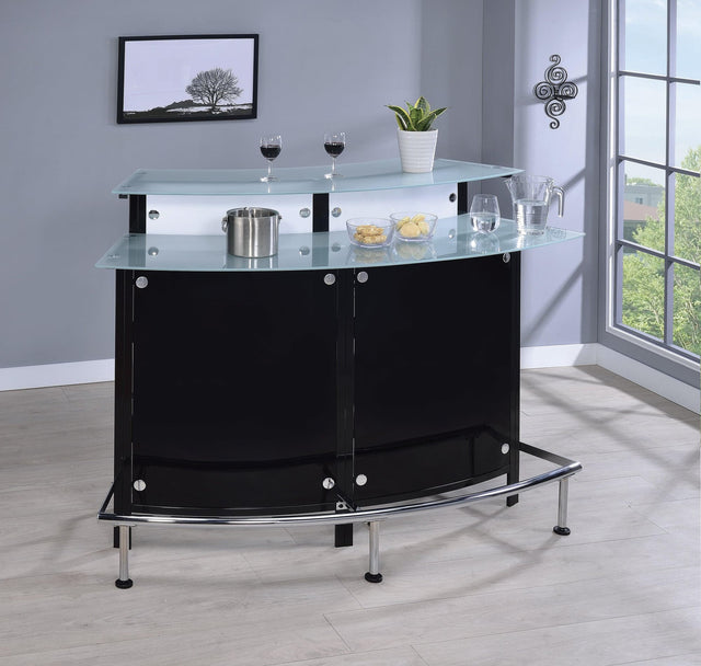 Keystone Contemporary Black Glass Top Bar Unit front angle