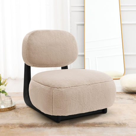 Duffie Upholstered Armless Accent Chair camel fabric front view