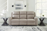 Lavenhorne Pebble faux leather reclining sofa front view