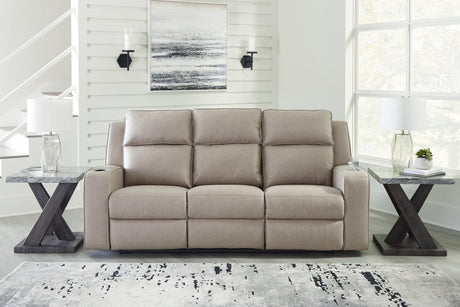 Lavenhorne Pebble faux leather reclining sofa front view