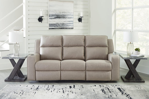 Lavenhorne Pebble faux leather reclining sofa front view