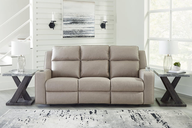 Lavenhorne Pebble faux leather reclining sofa front view