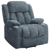 Houston Slate Blue Upholstered Power Lift Recliner front view