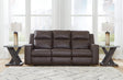 Lavenhorne Umber Faux Leather Reclining Sofa front view