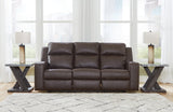 Lavenhorne Umber Faux Leather Reclining Sofa front view