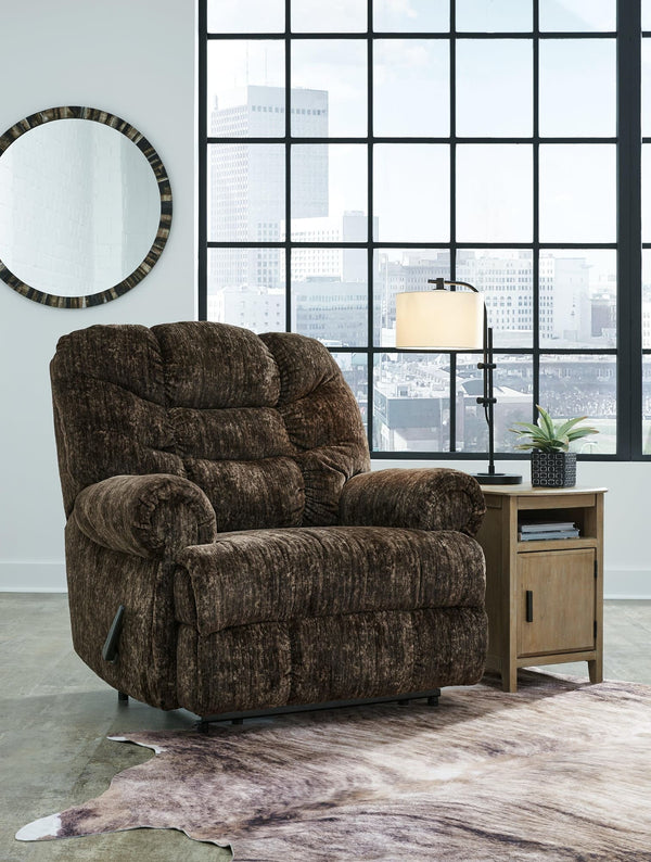 Movie Man Chocolate Velvet Recliner front view