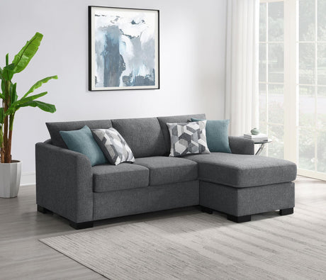 Storey Upholstered Sleeper Sectional Chaise Sofa grey front angle