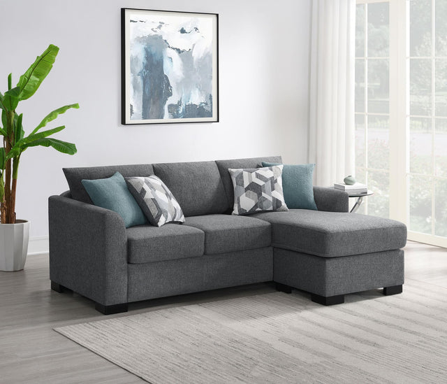 Storey Upholstered Sleeper Sectional Chaise Sofa grey front angle
