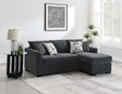 Storey dark grey upholstered sleeper sectional chaise sofa front view